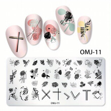 Leaves Flower Stripe Stamping Plates Abstract Nail Templates Leaf Floral Printing Stencil Manicure Tools For Women Girls Nail Art DIY