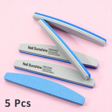 5pcs Washable Double Sided Diamond Nail Buffer Block with Half Moon Shape Perfect for Smooth and Nails