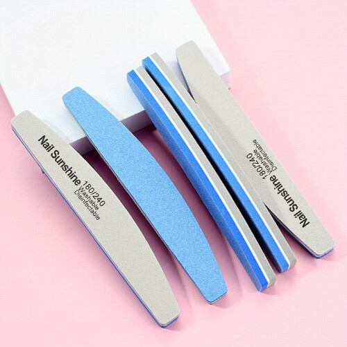 5pcs Washable Double Sided Diamond Nail Buffer Block with Half Moon Shape Perfect for Smooth and Nails 1