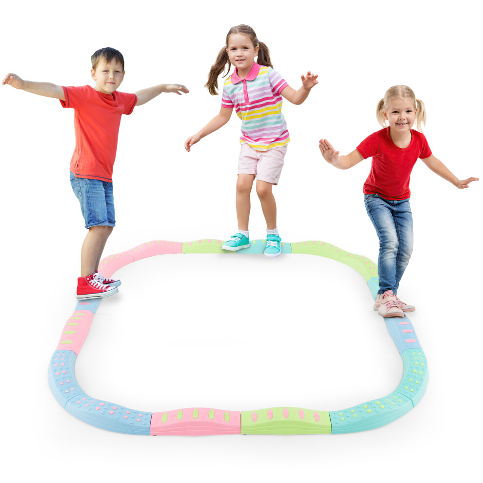 Kids Balance Beams Toddler Stepping Stones Balance Tactile w/Non-slip Mats