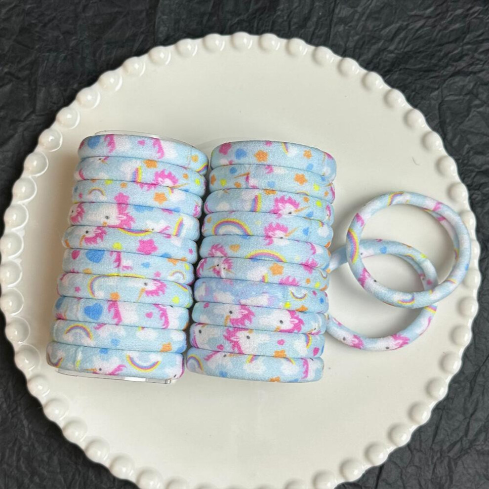 20pcs Soft Towel Cloth Hair Tie Cartoon Unicorn Pattern Hair Ring Elastic Ponytail Holder Accessories For Women Girls-image-OPC-PC2H6JQ-NEW