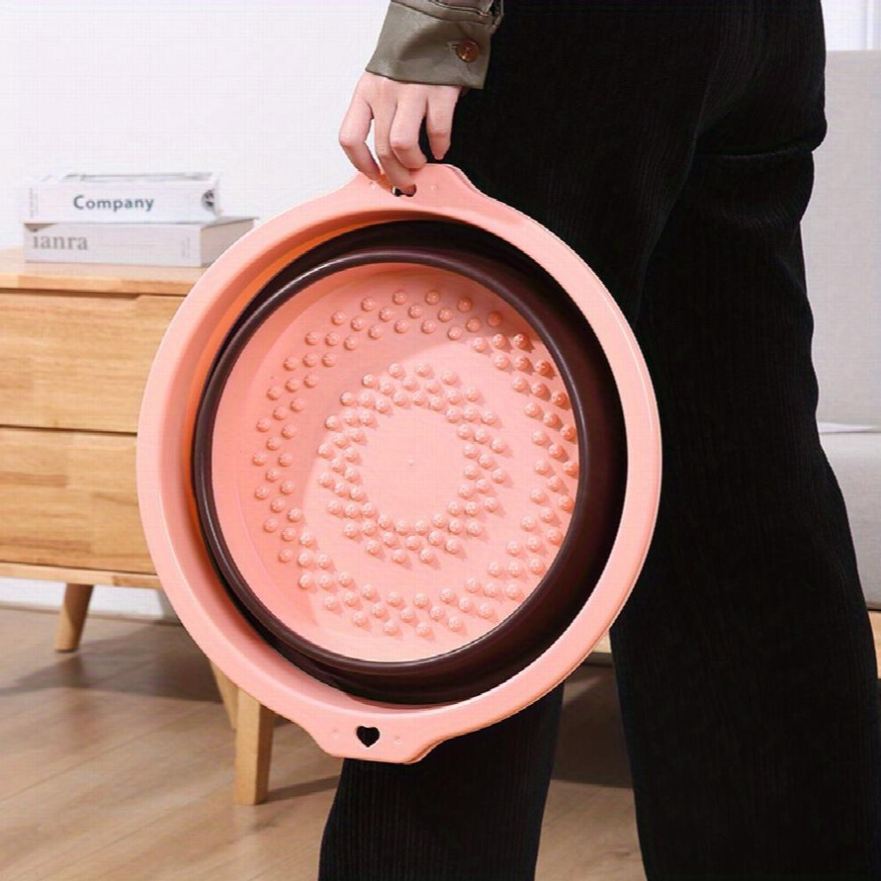 1pcs Collapsible Foot Bath Soak Tub Portable Feet Spa Soaking Basin Bucket With Massage Acupoint For Washing Soaking Feet Suitable For Home Travel Use
