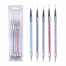 5 Pcs Nail Art Liner Brushes Nail Art Point Drill Drawing Brush Pen Double Ended Dotting Tools Set Dual ended Painting Nail Brush Pen