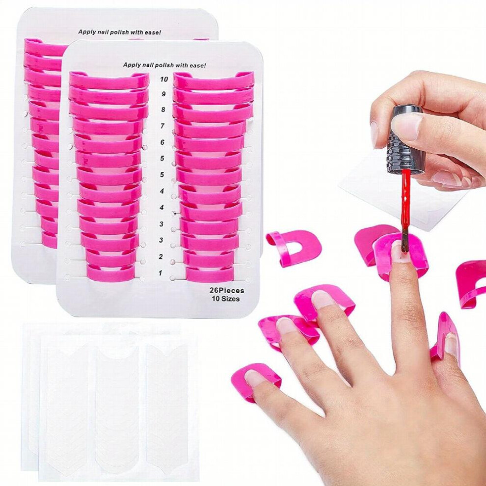 26pcs Plastic Nail Polish Protector For Fingers U Shape Nail Polish Stencil Reusable Nail Covers Tools Nail Polish Spill Proof Model Polish Glue Overf
