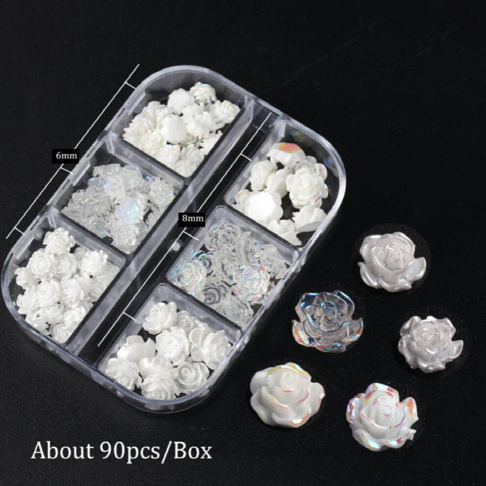 90 Pcs Camellia Nail Decoration Rose Flower Nail Decoration