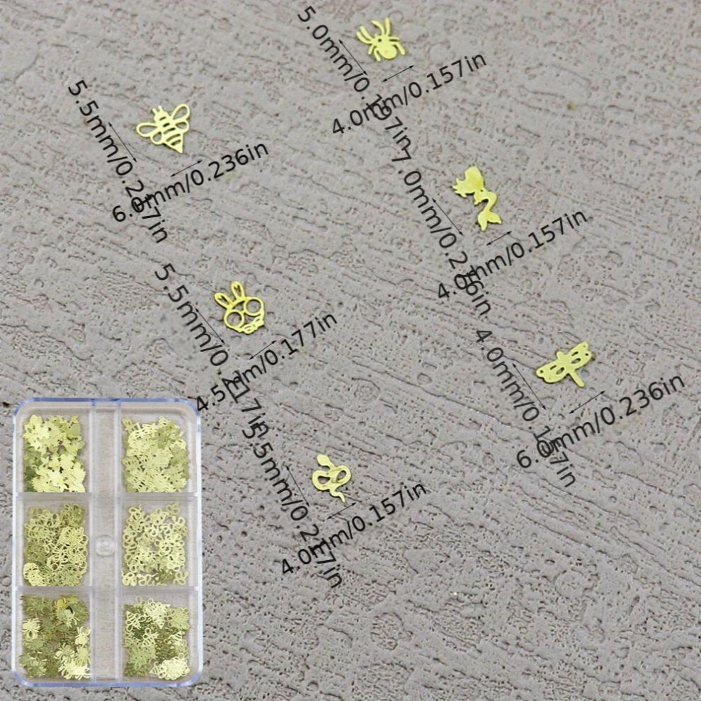 6 Grids Heart Nail Glitter Sequins 3D Nail Art Stickers Love Nail Decals Butterfly Heart Nail
