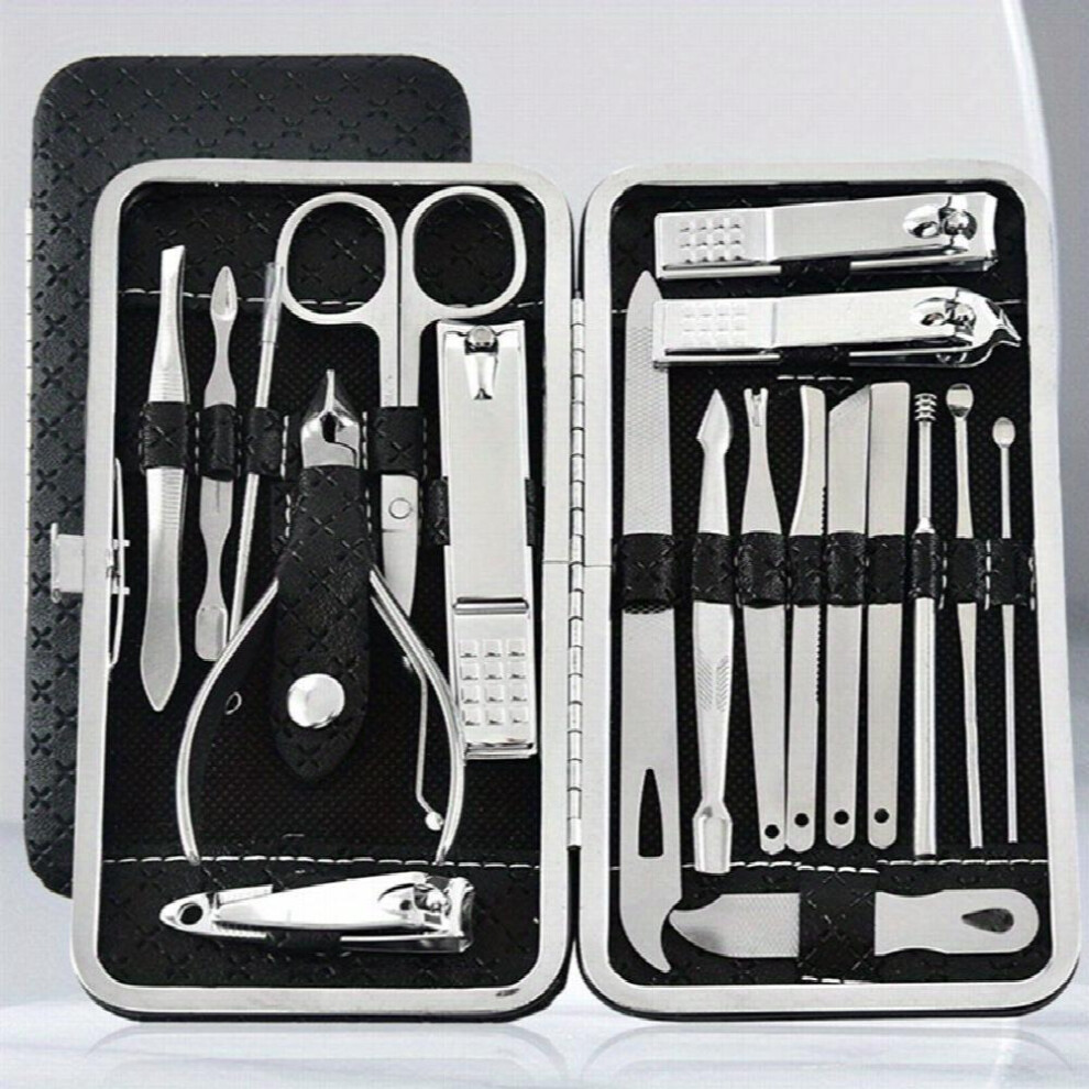 Manicure Set Nail Clippers Pedicure Kit 19 Pcs Stainless Steel Manicure Kit Professional Grooming Kits Nail Care Tools With Case