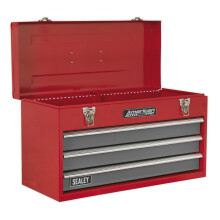 Sealey Ap9243Bb Tool Chest 3 Drawer Portable With Ball Bearing Runners Red/Grey
