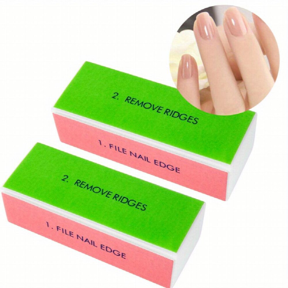 2pcs Shine Nail Buffer Files 4 Step Buffing Block for Pedicure and Manicure Nail Care and Salon Tool