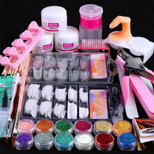 Professional Acrylic Nail Kit with 12 Glitter Powder and Nail Art Tips DIY Nail Starter Kit for Perfect Manicures