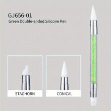 Double ended Silicone Pen Hollowed Out Carving Pen Gradient Rendering Pen Spot Drill Engraving Engraving Pen Crystal Drill Soft Nail Tools Accessories