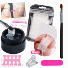 7 Pcs Nail Silk Nail Art Repair Set 10pcs Fiber Sheet 20ml Repair Glue 1pc Horn Brush 1pc Flat Head Phototherapy Pen 1pc Crystal Clip 1pc Double sided