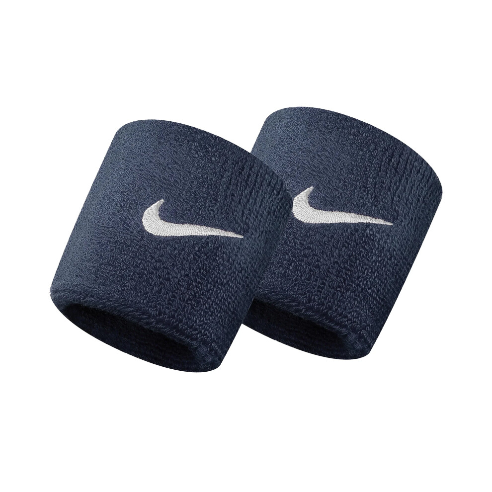 (One Size, Navy/White) Nike Swoosh Wristband (Pack of 2)