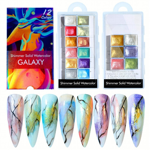 Shimmering Metallic Nail Watercolor Paint Set Create Stunning Macaron Designs with Ease 1