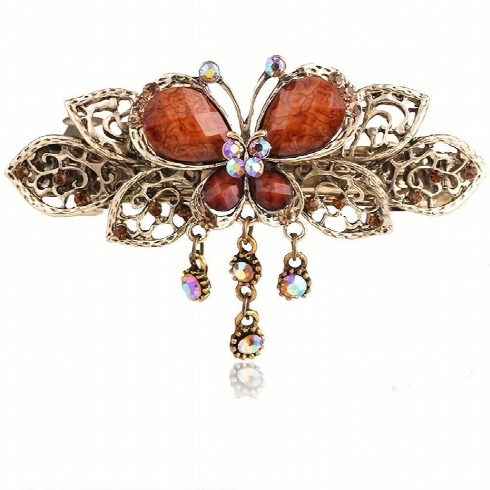 1pc Retro Butterfly Crystal Hair Clip Rhinestone Hollow Butterfly Duck Billed Clip Head Jewelry Accessories-image-OPC-PC2H7RJ-NEW