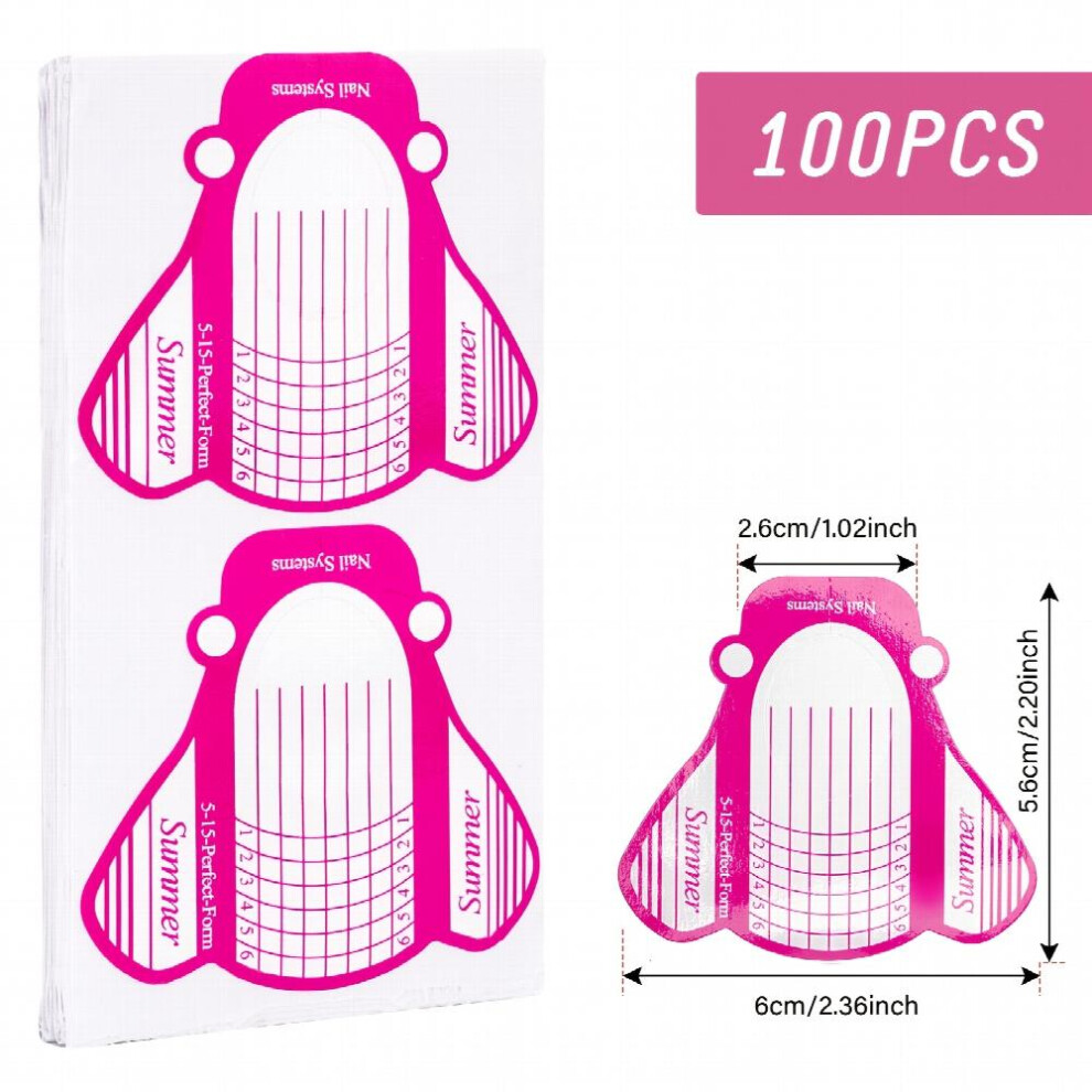 100PCS Nail Forms Acrylic Nail Forms For Nail Extension Tips Long Nail Forms For Acrylic Nails Professional Nail Art Tips Extension Forms Manicure Too
