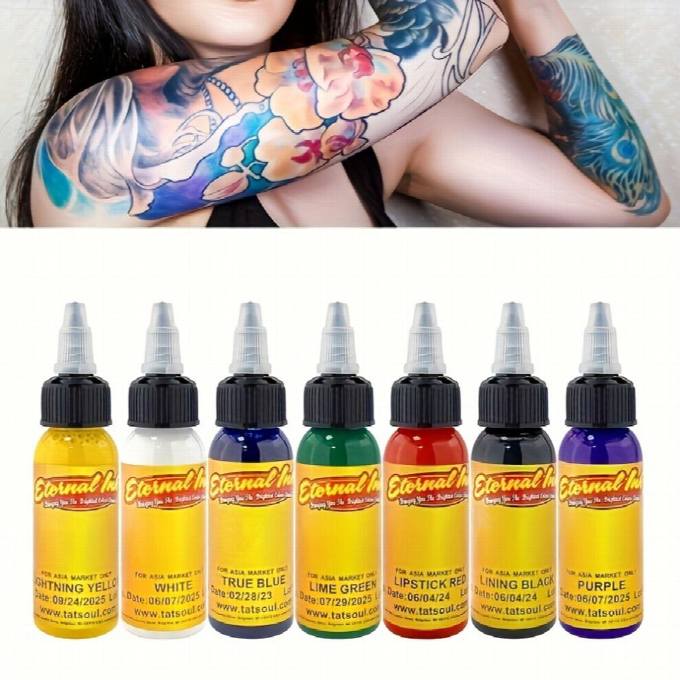 7pcs set Tattoo Ink 7 Colors Tattoo Ink Set Professional Tattoo Pigment Set Long Lasting Tattoo Painting Tattoo Supplies Professional Supply For Body