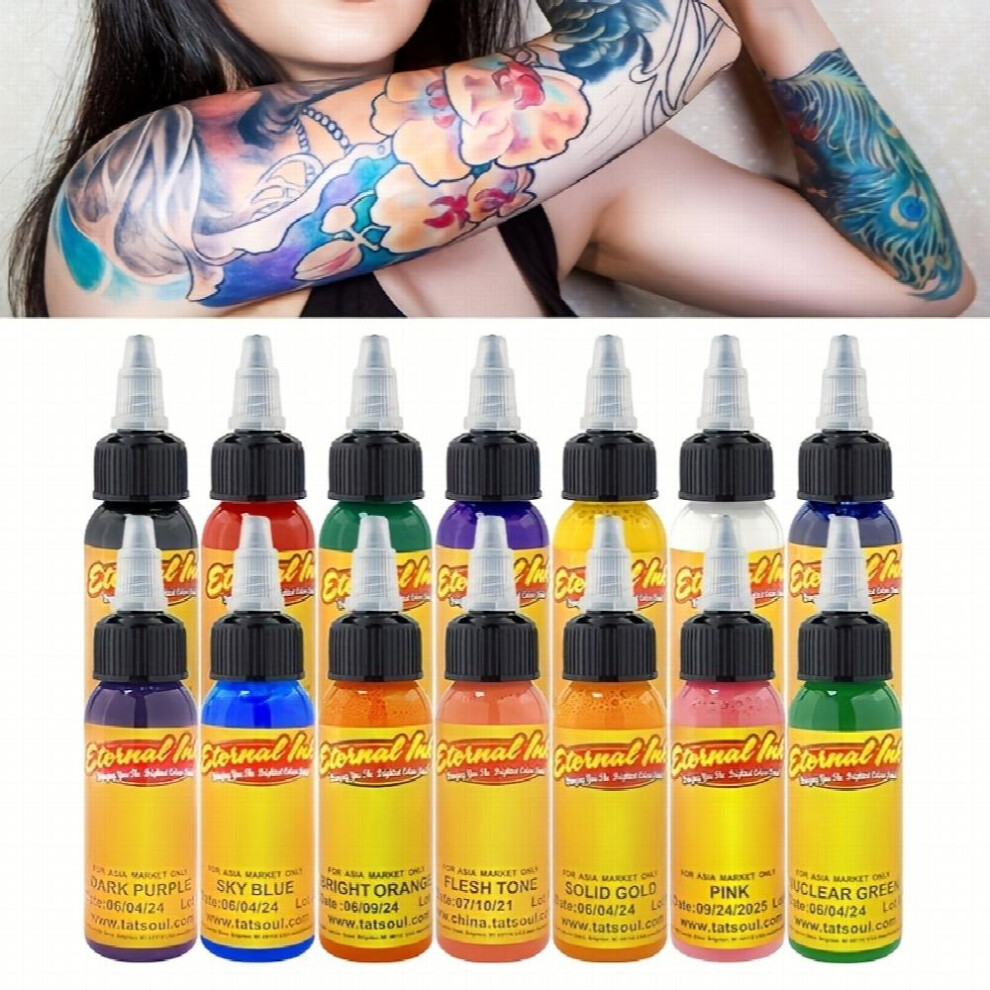 14pcs set 14 Colors Tattoo Ink Set Professional Tattoo Pigment Set Long Lasting Tattoo Painting Tattoo Supplies Professional Supply For Body Art