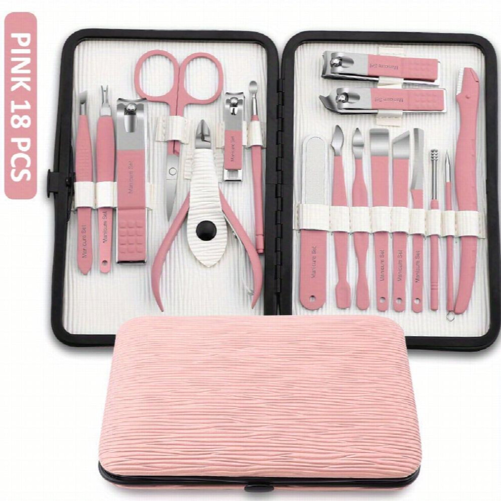 18 Piece Nail Clippers Set Stainless Steel Nail Clippers Pedicure Kit Nail File Nail Cutters Manicure Beauty Kit With Portable Bag Pedicure Manicure T