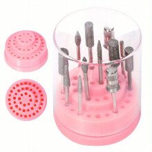 Professional Nail Art Drill Bit Holder 48 Holes Acrylic Cover Box Exhibition Stand Displayer Manicure Tool