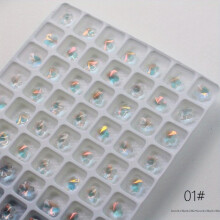 10pcs 120pcs Aurora Iridescent Rhinestone Nail Art Charms 3D Heart Square Shape Shining Crystal Gems Nail Jewelry For Nail Art DIY