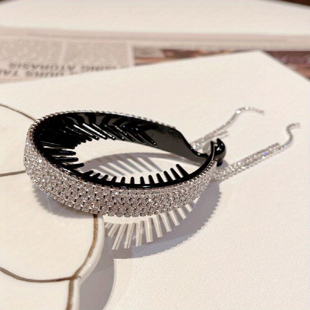 Sparkling Rhinestone Hairband With Tassel For Women Temperament Ponytail Hairpin Hair Accessories-image-OPC-PC2H8CW-NEW