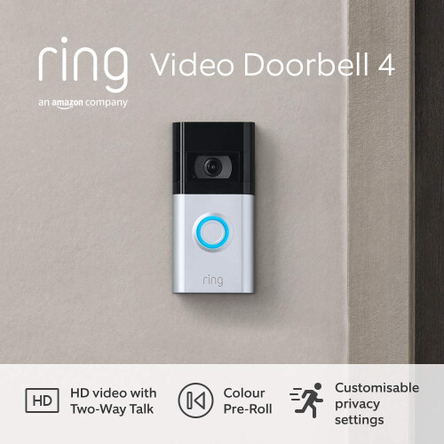 Ring Ring Doorbell 4 WiFi Security Motion Camera - Satin Nickel 1