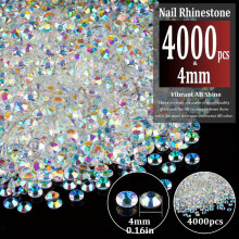 4000pcs 4mm Resin Rhinestones Transparent AB Flatback Round Rhinestones Bedazzling Non Hotfix Crystal Gems Large Quantity For DIY Crafts Clothes Tumbl