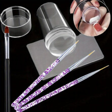 Nail Art Stamper Tools Transparent Seal Crystal Silicone Head With Scraper And Nail Art Brushes Pen DIY Manicure Print Tool Nail Art Accessories