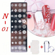 Nail Stamping Board Set Silicone Brush Polishing Transfer Template Flower Geometry DIY Nail Tool Template
