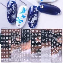 6pcs Summer Flower Leaf Nail Art Stamping Plates Set Manicure Stamping Kit with Printing Stencil for Nail Designs
