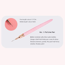 Striping Nail Art Brushes 5pcs Fine Striper Brush Set For Long Lines Thin Details Fine Drawing Delicate Coloring Elongated Lines Pink Metal Handle Nai