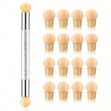 1pc Nail Sponges Pen Ombre Nail Brush Double Head Nail Art Brush Nail Brushes Manicure Brush Nail Art Tools For Salon DIY With 16Pcs Replaceable Spong