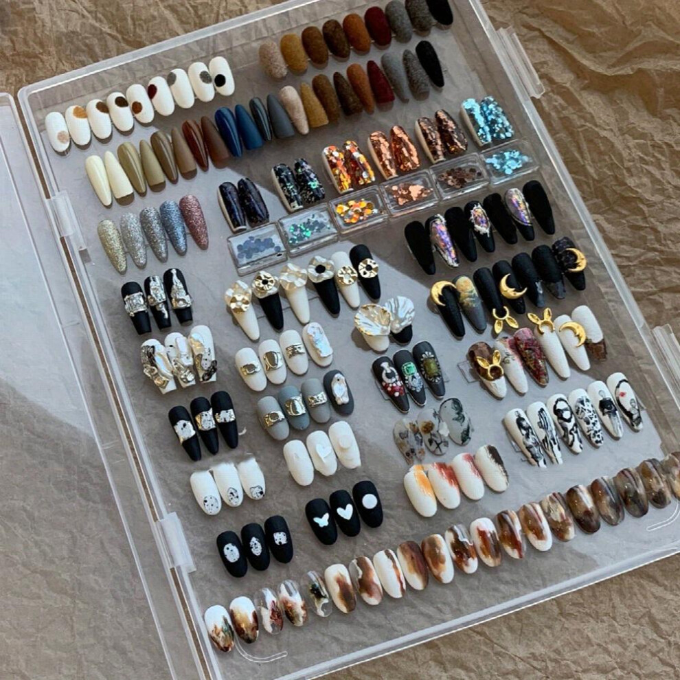 Dustproof Clear Press On Nail Storage Box Empty Nail Packing Box Artificial Nail Display Organizer & Tips Display Holder