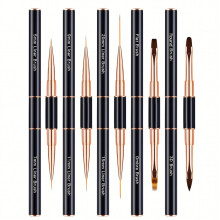 Professional Nail Art Brush Set 5pcs Double Ended Nail Art Brushes For Long Lines Thin Liner Brush For Nails Detail Nail Brush Ombre Brush 3D Brush Ki
