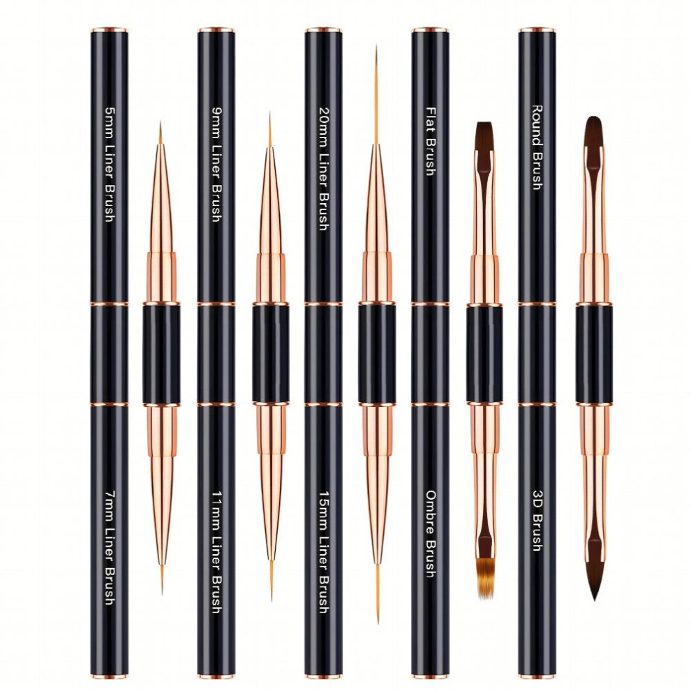 Professional Nail Art Brush Set 5pcs Double Ended Nail Art Brushes For Long Lines Thin Liner Brush For Nails Detail Nail Brush Ombre Brush 3D Brush Ki
