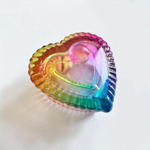 Sweet Heart Crystal Clear Acrylic Liquid Powder Glass Crystal Cup Colorful Sweet Heart Shape Glass Cup With Cap Lid Bowl For Acrylic Nail Art Manicure