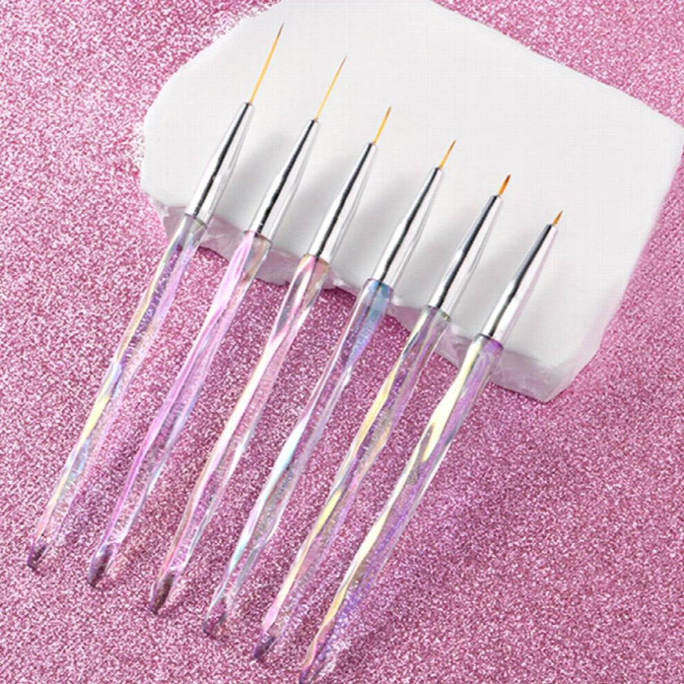 6 Pcs Nail Art Brushes Liner Striping Brush Fine Nail Art Long Striper Pen Set For Thin Lines Tiny Details Fine Drawing Delicate Coloring Elongated Li