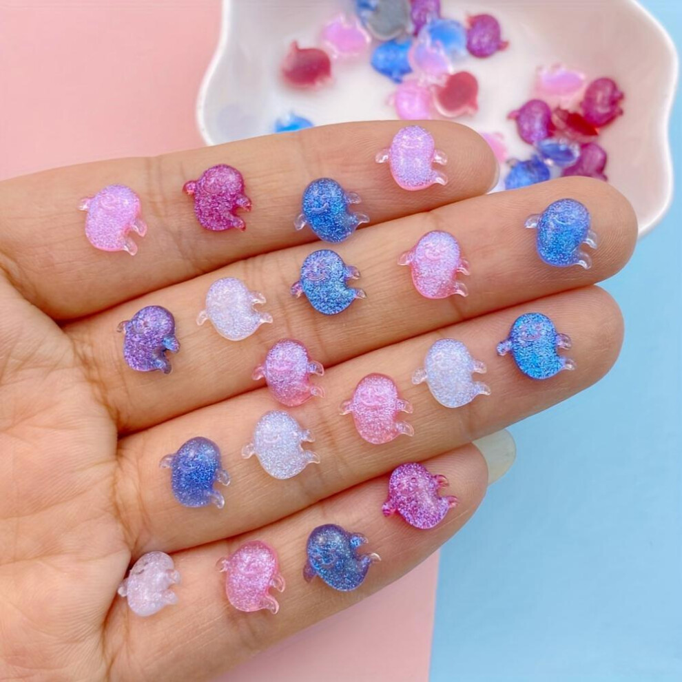 50Pcs Halloween Nail Art Charms Resin Mini Ghost Flat Back Manicure Parts Nail Art Accessories