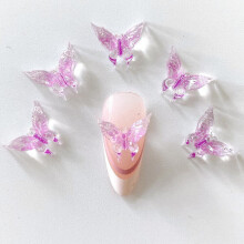 20pcs 3D Butterfly Nail Charms Crystal Clear Rhinestones Gradient Butterfly Nail Art Jewelry Butterfly Nail Art Gemstones For DIY Or Nail Salons