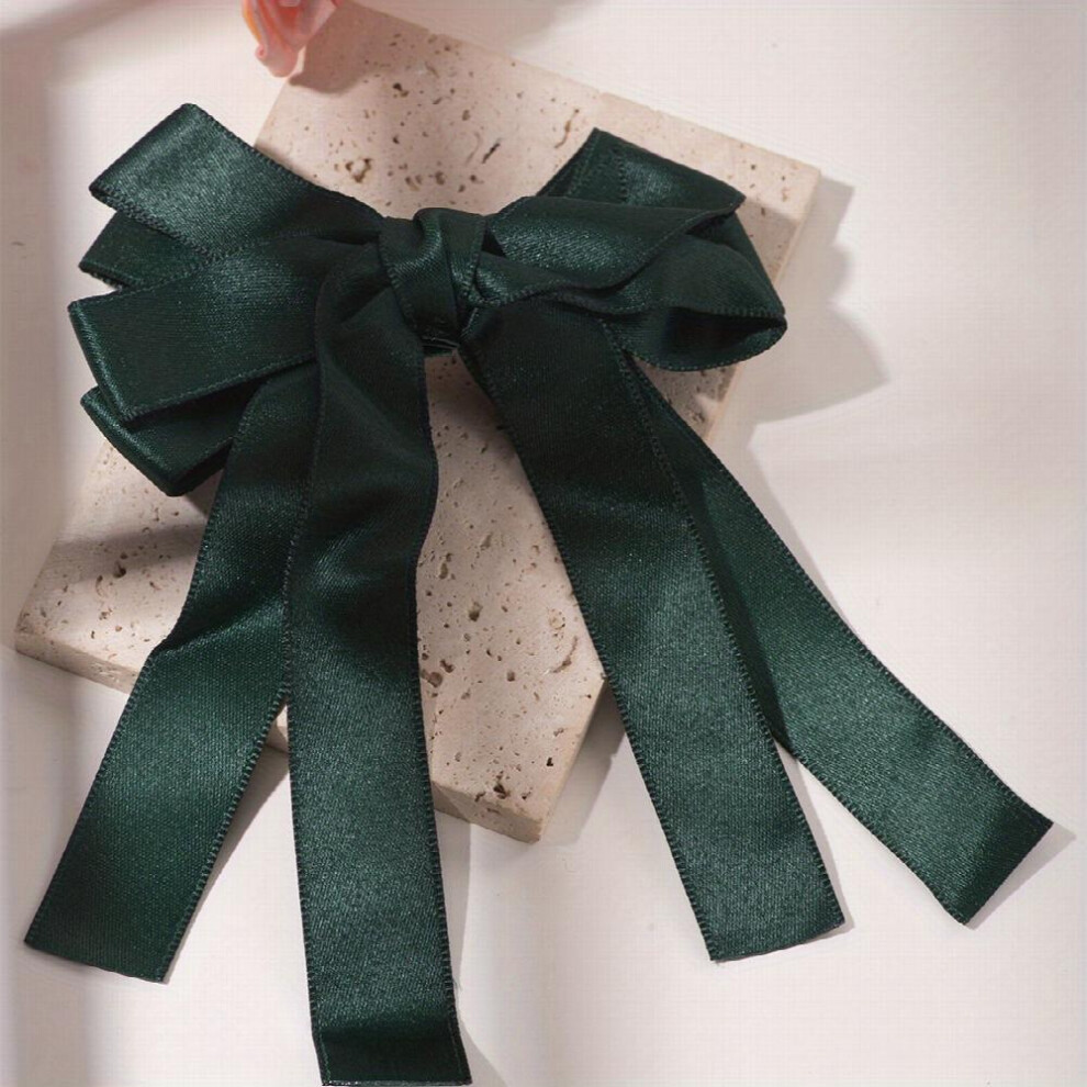 Green Tassel Bow Hair Clip Back Hair Tie For Ponytail Bun Hair For Thick And Thin Hair Head Accessory For Women-image-OPC-PC2H8VP-NEW
