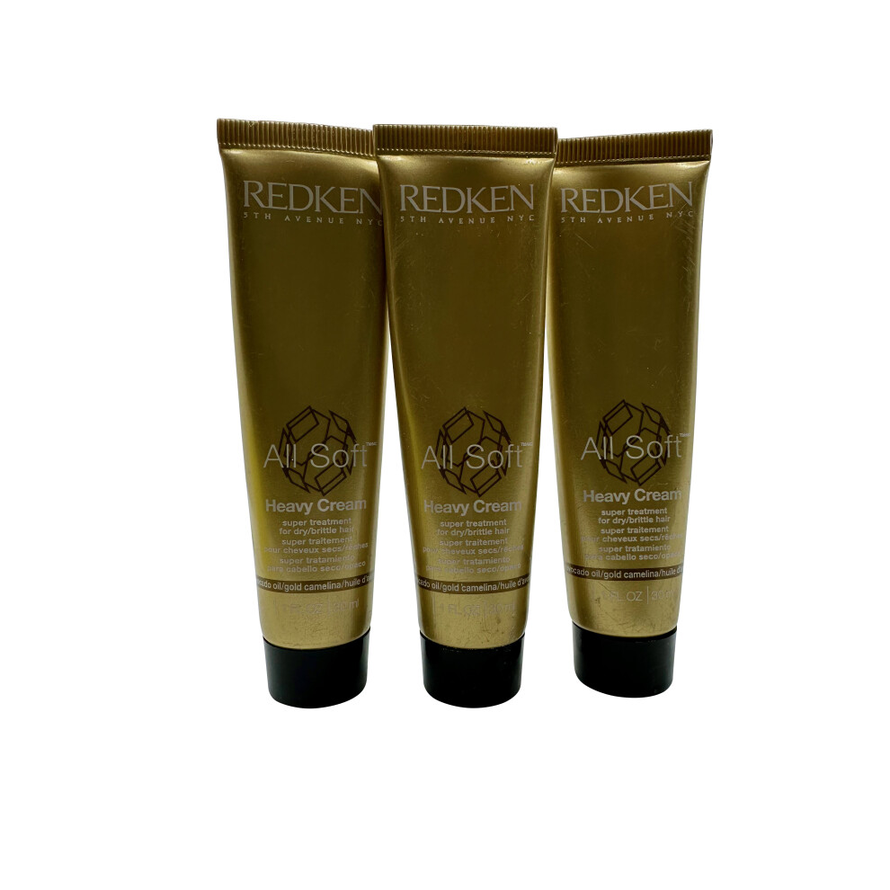 Redken All Soft Heavy Cream Super Treatment Dry & Brittle Hair 1 OZ Set of 3