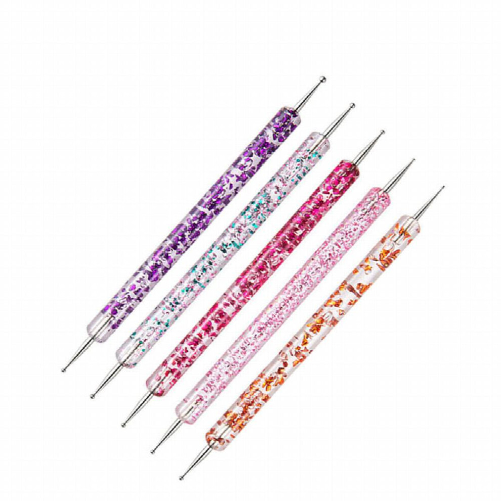 5 Pcs Nail Art Dotting Pen Crystal Beads Handle Dual Ended Drawing Painting Rhinestones Manicure Tools Nail Tools For Manicure