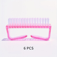 6pcs Colorful Nail Art Dust Clean Brush Handle Grip Nail Brush Manicure Tool Nail Handle Brushes With Poly Bristles Nail Brush For Cleaning Fingernail