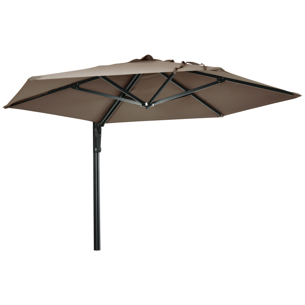 Wall Mounted Parasol Patio Umbrella With 180 Degree Rotatable Canopy