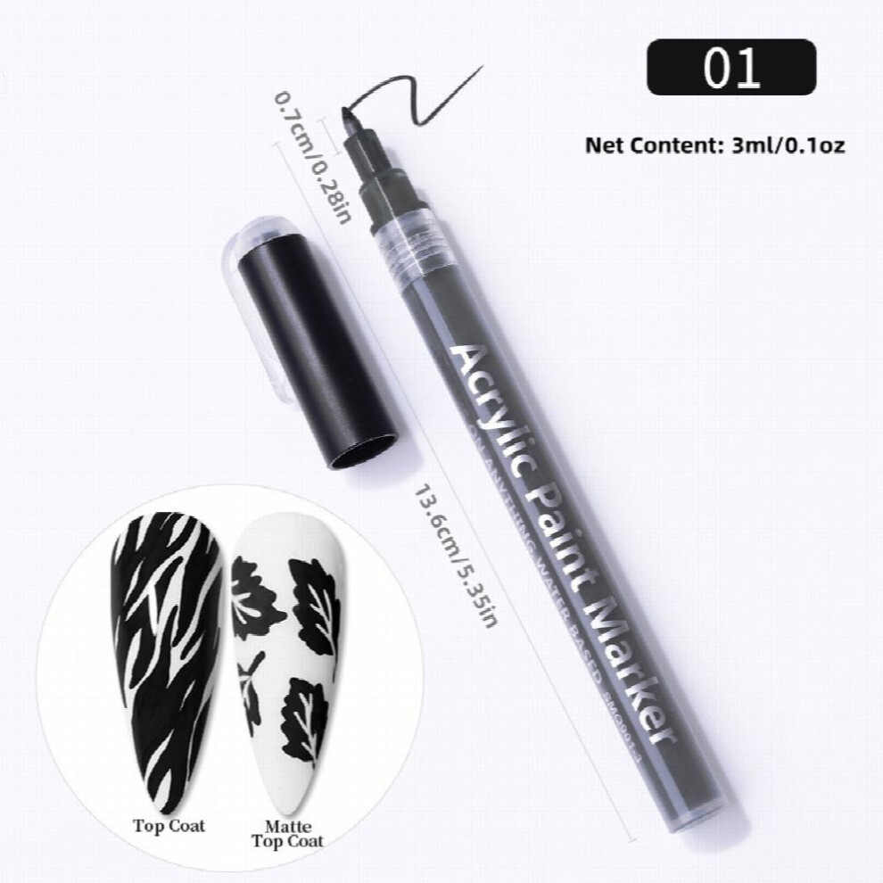 3D Nail Pen Graffiti Pen Acrylic Paint Mark Pen DIY Painting Pen Hook Line Pen