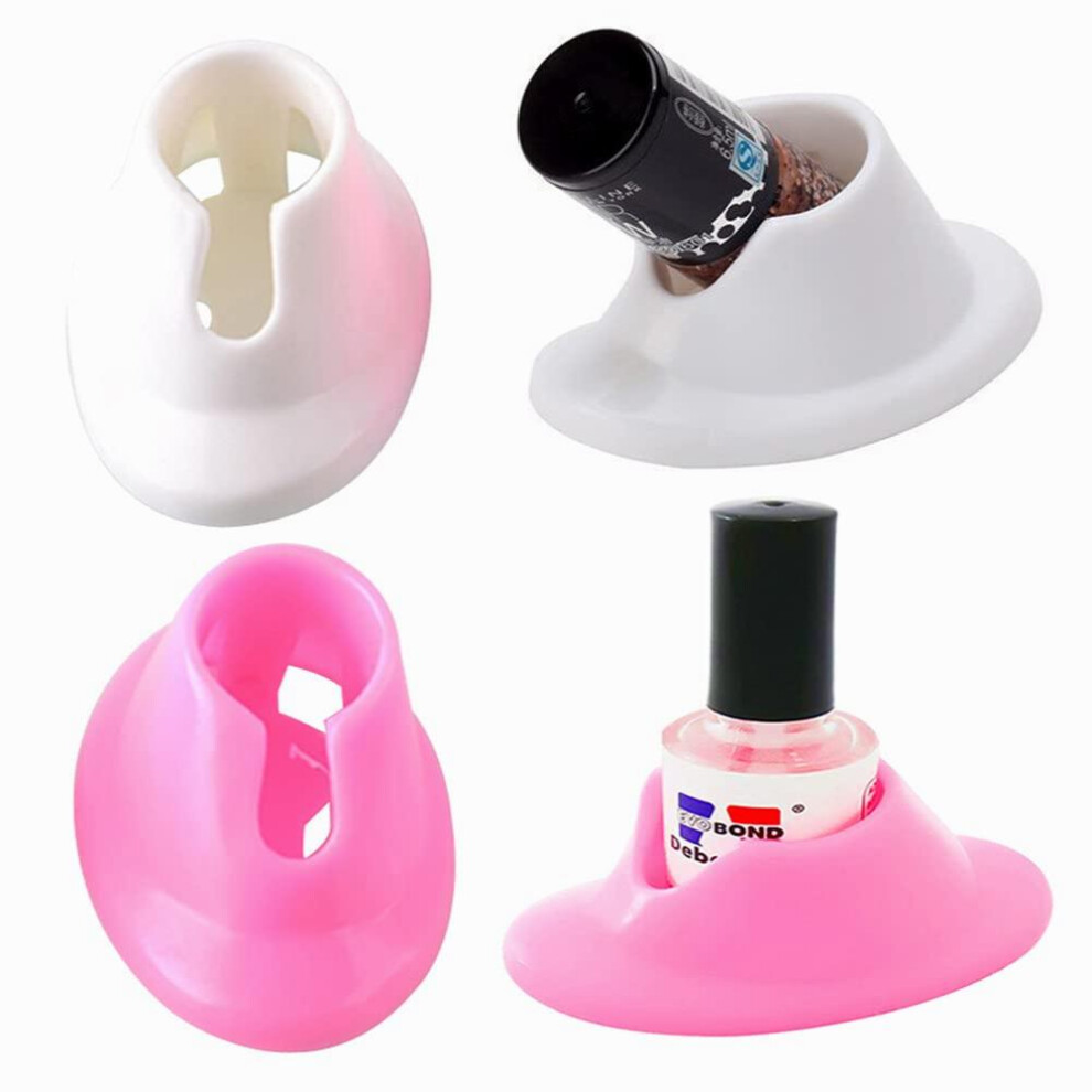 Pink 4 Pcs Nail Polish Stand Holder And Spill Proof Nail Polish Bottle Holder For Home Nail Art Salon Schools