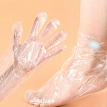 200pcs 100 Gloves 100 Foot Mask Feet Covers Disposable Moisturizer Socks Moisturizing Hand Socks Plastic Socks Pedicure Foot Spa Socks Feet Wax Paraff