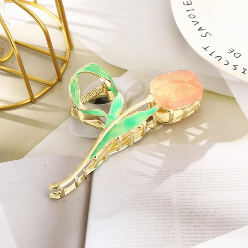 Tulip Clip Tulip Large Claw Clip Flower Updo Hairpin Leaf Hair Clip Flower Headwear Delicate Hair Accessories For Women-image-OPC-PC2H8VD-NEW