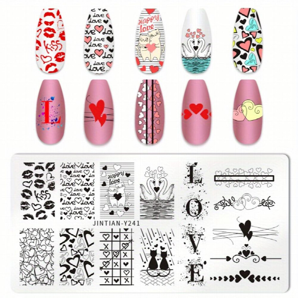 1 Pcs Nail Stamp Template Nail Stamping Plates Geometry Heart Flower Nail Art Templates Manicure Nail Supplies